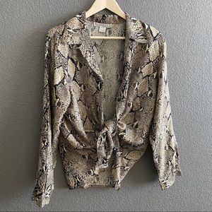 Vintage silk snakeprint button up shirt